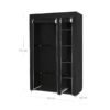 SONGMICS Portable Wardrobe, Foldable Closet, Clothes Storage Organiser with Hanging Rail, Shelves, Fabric Cover, for Bedroom, Cloakroom, 110 x 45 x 175 cm, Black LSF007 - Billede 7