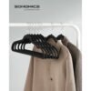 SONGMICS Velvet Hangers, Pack 30 Coat Hangers for Clothes, Non-Slip, with Shoulder Notches, Trouser Bar, 360° Swivel Hook, Space-Saving, 0.6 cm Thick, 43 cm Long, Grey CRF029V03 - Billede 2