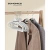 SONGMICS Set of 20 Plastic Hangers, Coat Hangers with U-Shaped Opening, Non-Slip, Space-Saving, 0.5 cm Thick, 41.5 cm Long, 360° Swivel Hook, White CRP041W02 - Billede 2