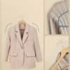 Elegant beige blazer med skulderhak og slank pasform.