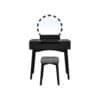 Moderne makeup spejl med LED-lys og sort ramme.