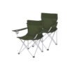 SONGMICS Folding Camping Chairs, Set of 2 Outdoor Chair, with Armrests, Cup Holder, Portable, 120 kg Capacity, for Camping, Garden, Fishing, Beach, Balcony, Military Green GCB001C01