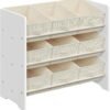 Legetøjsorganisator, børnelegetøjshylde med 9 æsker af non-woven stof, 29,5 x 62,5 x 60 cm, Cloud White