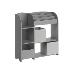 SONGMICS Children's Shelf, Toy Shelf, Children's Bookcase with 7 Storage Boxes in Non-Woven Fabric, Spacious Children's Room, 29.5 x 62.5 x 60 cm, Dove Grey GKR034G10