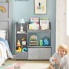 SONGMICS Children's Shelf, Toy Shelf, Children's Bookcase with 7 Storage Boxes in Non-Woven Fabric, Spacious Children's Room, 29.5 x 62.5 x 60 cm, Dove Grey GKR034G10 - Billede 2