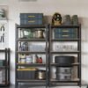 SONGMICS 2 Pack 5 Tier Steel Shelving Unit Boltless Mounting Garage Shed 650kg Load Capacity Each 30x75x150cm Black GLR030B22 - Billede 2