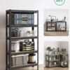 SONGMICS 2 Pack 5 Tier Steel Shelving Unit Boltless Mounting Garage Shed 650kg Load Capacity Each 30x75x150cm Black GLR030B22 - Billede 6