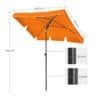 Orange balkonparasol med vippefunktion og UPF 50+ beskyttelse.