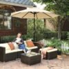 SONGMICS 3 m Garden Parasol Umbrella with Solar-Powered LED Lights, Sunshade with UPF 50+ Protection, Tilting, Crank Handle for Opening Closing, Base Not Included, Beige GPU033M01 - Billede 2