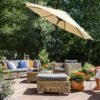 SONGMICS 3 m Garden Parasol Umbrella with Solar-Powered LED Lights, Sunshade with UPF 50+ Protection, Tilting, Crank Handle for Opening Closing, Base Not Included, Beige GPU033M01 - Billede 3