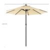 SONGMICS 3 m Garden Parasol Umbrella with Solar-Powered LED Lights, Sunshade with UPF 50+ Protection, Tilting, Crank Handle for Opening Closing, Base Not Included, Beige GPU033M01 - Billede 4