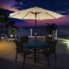 SONGMICS 3 m Garden Parasol Umbrella with Solar-Powered LED Lights, Sunshade with UPF 50+ Protection, Tilting, Crank Handle for Opening Closing, Base Not Included, Beige GPU033M01 - Billede 5