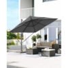SONGMICS Garden Patio Cantilever Parasol 3 x 3 m, Square Offset Banana Hanging Parasol Umbrella, UPF 50+, 360° Rotation, Adjustable Tilt, Crank for Opening Closing, with Base, Grey GPU039G01 - Billede 2