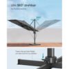 SONGMICS Garden Patio Cantilever Parasol 3 x 3 m, Square Offset Banana Hanging Parasol Umbrella, UPF 50+, 360° Rotation, Adjustable Tilt, Crank for Opening Closing, with Base, Grey GPU039G01 - Billede 3