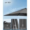 SONGMICS Garden Patio Cantilever Parasol 3 x 3 m, Square Offset Banana Hanging Parasol Umbrella, UPF 50+, 360° Rotation, Adjustable Tilt, Crank for Opening Closing, with Base, Grey GPU039G01 - Billede 5