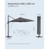 SONGMICS Garden Patio Cantilever Parasol 3 x 3 m, Square Offset Banana Hanging Parasol Umbrella, UPF 50+, 360° Rotation, Adjustable Tilt, Crank for Opening Closing, with Base, Grey GPU039G01 - Billede 7