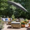 SONGMICS 2.7 m Garden Parasol Umbrella with Solar-Powered LED Lights, Sunshade with UPF 50+ Protection, Tilting, Crank Handle for Opening Closing, Base Not Included, Grey GPU040G01 - Billede 2