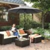 SONGMICS 2.7 m Garden Parasol Umbrella with Solar-Powered LED Lights, Sunshade with UPF 50+ Protection, Tilting, Crank Handle for Opening Closing, Base Not Included, Grey GPU040G01 - Billede 4