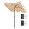 SONGMICS Rectangular Balcony Parasol 1.8 x 1.25 m, UPF 50+ Protection, Tilting Sunshade, PA-Coated Canopy, Carrying Bag, Garden Terrace, Base Not Included, Taupe GPU180K01 - Billede 2