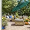 SONGMICS 290 cm Garden Parasol Umbrella, UPF 50+, Sun Shade, 30° Tilt in 2 Directions, Crank Handle for Opening and Closing, for Outdoor Gardens Pool Balcony Patio, Base Not Included, Green GPU30GN - Billede 3