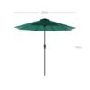 SONGMICS 290 cm Garden Parasol Umbrella, UPF 50+, Sun Shade, 30° Tilt in 2 Directions, Crank Handle for Opening and Closing, for Outdoor Gardens Pool Balcony Patio, Base Not Included, Green GPU30GN - Billede 7