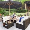 SONGMICS 300 cm Garden Umbrella, Octagonal Parasol with Sun Protection, Wooden Pole and Ribs, Tilt Mechanism, Base Not Included, for Balcony Terrace Garden Outdoor, Taupe GPU32BR - Billede 3
