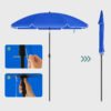 SONGMICS 1.6 m Parasol, Beach Umbrella, UPF 50+, Sun Protection, Portable Octagonal Polyester Canopy, Fibreglass Ribs, Tilt Mechanism, Carry Bag, for Beach Garden Balcony Pool, Blue GPU60BU - Billede 2