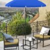 SONGMICS 1.6 m Parasol, Beach Umbrella, UPF 50+, Sun Protection, Portable Octagonal Polyester Canopy, Fibreglass Ribs, Tilt Mechanism, Carry Bag, for Beach Garden Balcony Pool, Blue GPU60BU - Billede 4