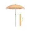 Orange og hvide striped parasol til strand og have.