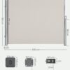 SONGMICS 180 x 300 cm Toldo lateral para balcón y terraza, Certificado de TÜV SÜD GS, Protección de la intimidad, Protección solar, Persiana lateral, Gris antracita, GSA180G - Billede 2