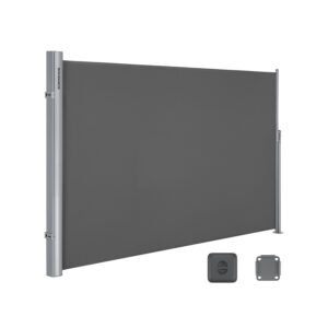 SONGMICS 2 x 3.5 m (H x L), Side Awning for Balcony, Patio, Terrace, and Garden, with Floor Mounting, Privacy Protection, Sun Shade, Side Blind, Smoky Grey GSA205G