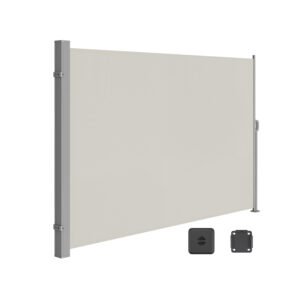 SONGMICS 2.5 X 1.8 m (L x W) Vertical Awning for Patio and Balcony with Housing, Outdoor Protection from Sun and Wind, Privacy Screen, Beige GSA185M01