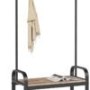VASAGLE Coat Rack, Coat Stand with Shoe Storage Bench, 4-in-1 Design, with 9 Removable Hooks, a Clothes Rail, for Hallway, Entrance, 34 x 72 x 183 cm, Industrial, Camel Brown and Ink Black HSR040K02