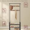 VASAGLE Coat Rack, Coat Stand with Shoe Storage Bench, 4-in-1 Design, with 9 Removable Hooks, a Clothes Rail, for Hallway, Entrance, 34 x 72 x 183 cm, Industrial, Camel Brown and Ink Black HSR040K02 - Billede 3