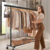 SONGMICS Clothes Rack on Wheels, Heavy Duty Clothes Rack, Extendable Clothes Rail, Maximum Load 150 kg, Easy Assembly, Portable, Black HSR175B01 - Billede 2