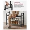VASAGLE HSR400B02 Coat Stand, Shoe Rack with Seat, Clothes Rack with 9 Removable Hooks, Bench, 2 Grid Shelves, 183 cm High, Industrial Design, Greige Black - Billede 7