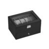 SONGMICS Watch Box, Lockable Watch Case, Watch Storage Box with 24 Slots, Glass Lid, Gift for Loved Ones, Black Synthetic Leather, Grey Lining JWB024