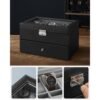 SONGMICS Watch Box, Lockable Watch Case, Watch Storage Box with 24 Slots, Glass Lid, Gift for Loved Ones, Black Synthetic Leather, Grey Lining JWB024 - Billede 4