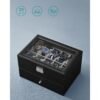 SONGMICS Watch Box, Lockable Watch Case, Watch Storage Box with 24 Slots, Glass Lid, Gift for Loved Ones, Black Synthetic Leather, Grey Lining JWB024 - Billede 5