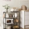 VASAGLE KKS096B02 Free Standing Kitchen Shelf with 2 Metal Baskets, Bakery Shelf with Hooks and Shelves, Microwave Shelf, 35 x 80 x 95 cm, Greige-Black - Billede 2