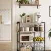 VASAGLE KKS096B02 Free Standing Kitchen Shelf with 2 Metal Baskets, Bakery Shelf with Hooks and Shelves, Microwave Shelf, 35 x 80 x 95 cm, Greige-Black - Billede 3