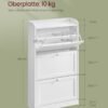 VASAGLE Shoe Cabinet 2 Flip Doors, 3 Tier Shoe Rack, with 1 Open Compartment, Adjustable and Removable Divider, for 11-16 Pairs Shoes, for Narrow Entrance, 24 x 80 x 102 cm, Rustic Brown LBC048B01 - Billede 2