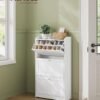 VASAGLE Shoe Cabinet 2 Flip Doors, 3 Tier Shoe Rack, with 1 Open Compartment, Adjustable and Removable Divider, for 11-16 Pairs Shoes, for Narrow Entrance, 24 x 80 x 102 cm, Rustic Brown LBC048B01 - Billede 3