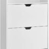 Skohylde med 2 hylder, åbent rum, justerbar rumdeler, 24 x 80 x 102 cm, Cloud White