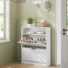 Skohylde med 2 hylder, åbent rum, justerbar rumdeler, 24 x 80 x 102 cm, Cloud White - Billede 2
