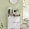 Skohylde med 2 hylder, åbent rum, justerbar rumdeler, 24 x 80 x 102 cm, Cloud White - Billede 3