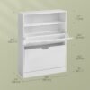 Skohylde med 2 hylder, åbent rum, justerbar rumdeler, 24 x 80 x 102 cm, Cloud White - Billede 5