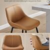 VASAGLE bar stools set of 2, bar chairs, ergonomic backrest, faux leather, metal legs with adjustable universal feet, 62 cm high, home bar, easy assembly, caramel brown LBC088K01 - Billede 4
