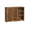 VASAGLE Sideboard Kitchen Cabinet with 2 Slat Doors Adjustable Shelf Freestanding 3 Open Compartments Dining Room 110 x 35 x 75 cm Vintage Brown LBF004X01