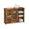 VASAGLE Sideboard Kitchen Cabinet with 2 Slat Doors Adjustable Shelf Freestanding 3 Open Compartments Dining Room 110 x 35 x 75 cm Vintage Brown LBF004X01 - Billede 2